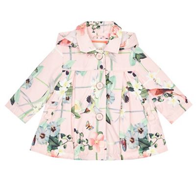 Baby girls' pink floral print shower resistant mac jacket